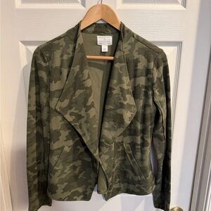 Caslon Camouflage Print Open Front Cardigan Jacket